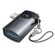 Перехідник HOCO UA46D Victory iP male/Type-C male to USB female 2-in-1 adapter Metal gray mag-6942007675666153980