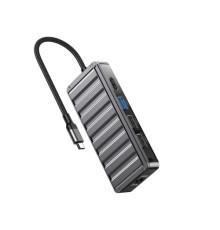 USB-Хаб XO HUB016 7in1 Multifunctional Docking Station Тьмяно-Прозорий mag-6920680844890932