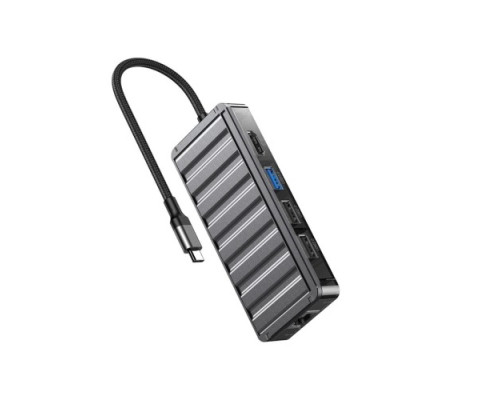 USB-Хаб XO HUB016 7in1 Multifunctional Docking Station Тьмяно-Прозорий mag-6920680844890932