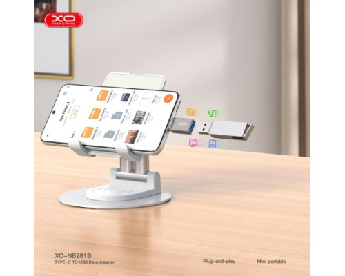 OTG-адаптер XO NB281A NB281B Type-c TO USB Zinc Alloy Adapter Сірий mag-6920680860234140420