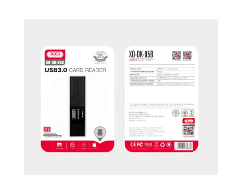 Картридер XO DK05B (3.0 2-in-1 card reader) Чорний mag-6920680830336140329