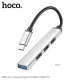 Type-C(PD) HUB HOCO HB26 4 in 1 adapter(Type-C to USB3.0+USB2.0*3) Silver mag-6931474765475143988