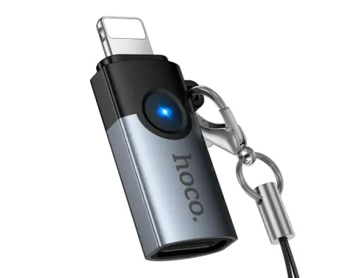 Перехідник HOCO UA46A Victory iP male to Type-C female adapter gray mag-6942007675635153862