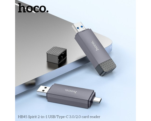 Картрідер HOCO HB45 Spirit 2-in-1 USB/Type-C 3.0 card reader gray mag-6942007620529141560