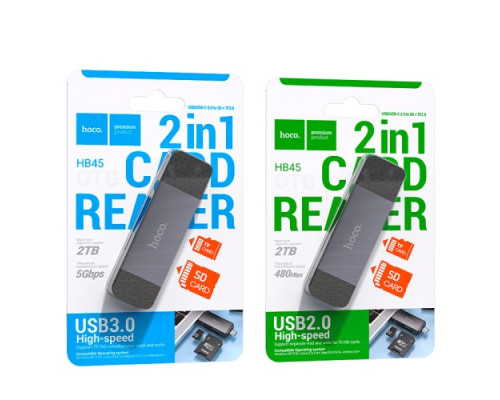 Картрідер HOCO HB45 Spirit 2-in-1 USB/Type-C 3.0 card reader gray mag-6942007620529141560