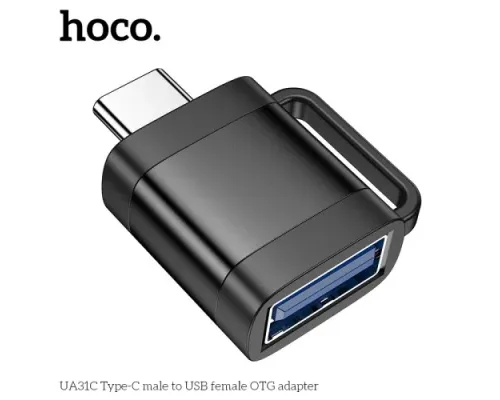 Перехідник HOCO UA31C Type-C male to USB female OTG adapter Black mag-6942007628129146729