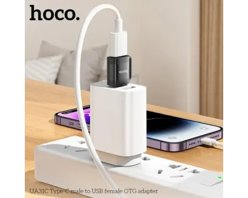 Перехідник HOCO UA31C Type-C male to USB female OTG adapter Black mag-6942007628129146729