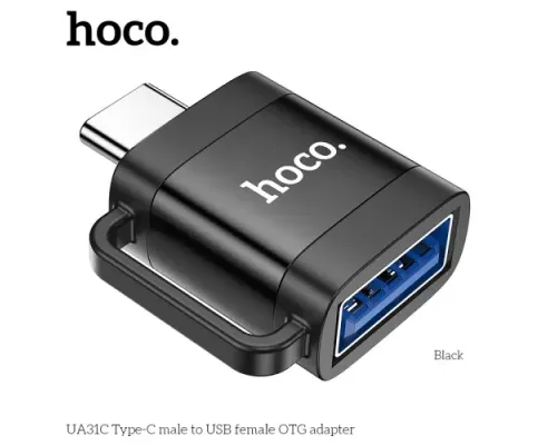 Перехідник HOCO UA31C Type-C male to USB female OTG adapter Black mag-6942007628129146729