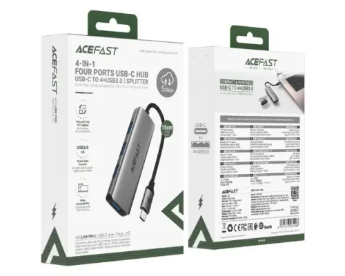 Type-C HUB ACEFAST J15 USB-C 4-in-1 HUB Metal grey mag-6974316285908153359