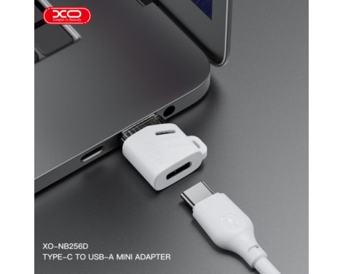 OTG-адаптер XO NB256D Type-c female to USB-A male connector (with lanyard) Білий mag-6920680851881140374