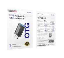 Адаптер BOROFONE BV26C Type-C male to USB female USB3.0 чорний mag-6941991123962153437