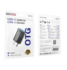 Адаптер BOROFONE BV26C Type-C male to USB female USB3.0 чорний mag-6941991123962153437