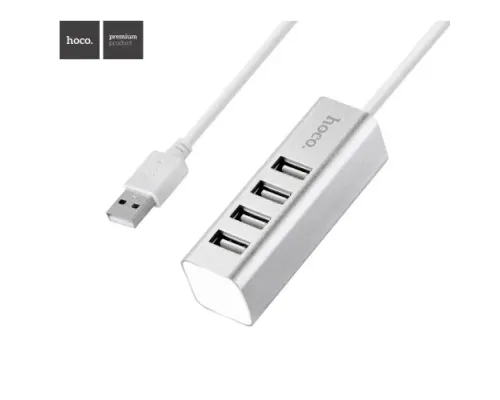 USB HUB HOCO HB1 4USB Line Machine 0,8m Silver mag-6957531038146144443