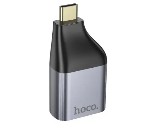Перехідник HOCO UA34 Type-C to VGA adapter metal grey mag-6942007645591145093