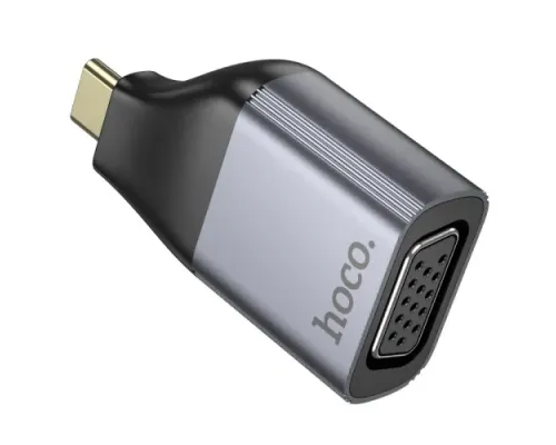Перехідник HOCO UA34 Type-C to VGA adapter metal grey mag-6942007645591145093