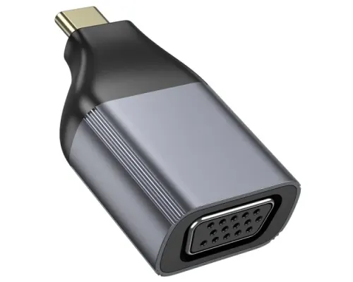 Перехідник HOCO UA34 Type-C to VGA adapter metal grey mag-6942007645591145093