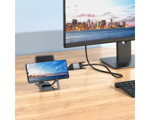 Перехідник HOCO UA34 Type-C to VGA adapter metal grey mag-6942007645591145093