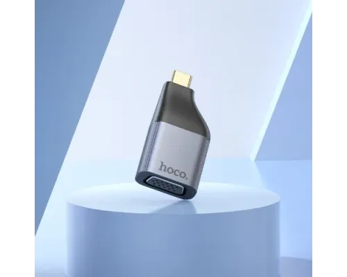 Перехідник HOCO UA34 Type-C to VGA adapter metal grey mag-6942007645591145093