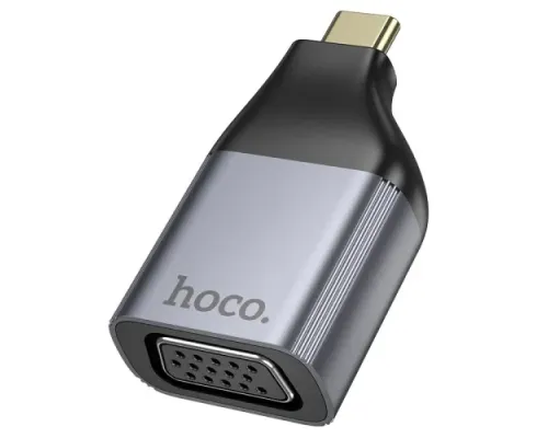 Перехідник HOCO UA34 Type-C to VGA adapter metal grey mag-6942007645591145093