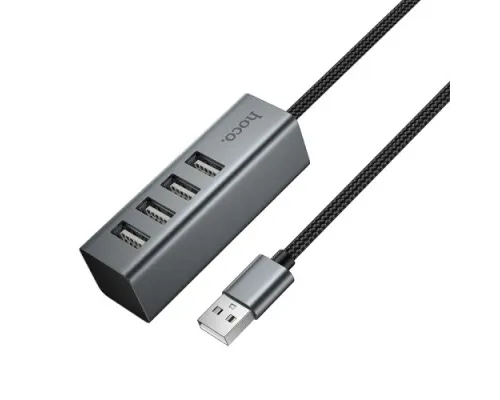 USB HUB HOCO HB1A 4-in-1 converter(USB to USB2.0*4) Metal Grey mag-6942007667302153038