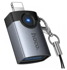 Перехідник HOCO UA46 Victory iP male to USB female adapter metal gray mag-6942007675628154070