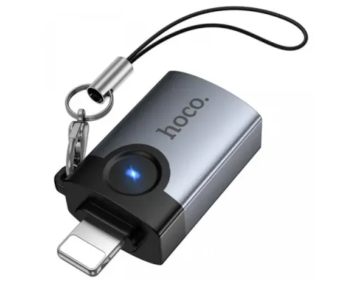 Перехідник HOCO UA46 Victory iP male to USB female adapter metal gray mag-6942007675628154070