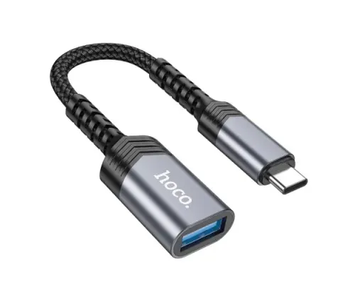 Перехідник HOCO UA24 Type-C male to USB female 3.0 converter Metal gray mag-6942007608848146152