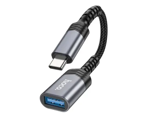 Перехідник HOCO UA24 Type-C male to USB female 3.0 converter Metal gray mag-6942007608848146152