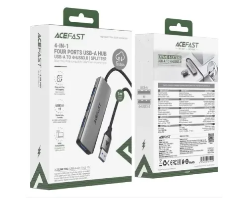 USB HUB ACEFAST J17 USB-A 4-in-1 hub Metal grey mag-6974316285922153361