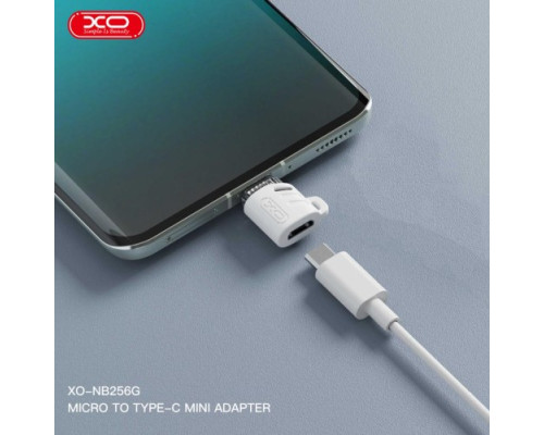 OTG-адаптер XO NB256G Micro female to Type-c male connector (with lanyard) Білий mag-6920680851911140376