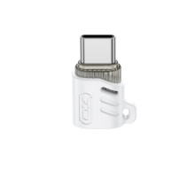 OTG-адаптер XO NB256G Micro female to Type-c male connector (with lanyard) Білий mag-6920680851911140376