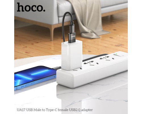 Перехідник HOCO UA17 USB Male to Type-C female USB2.0 adapter Black mag-6931474762009135629