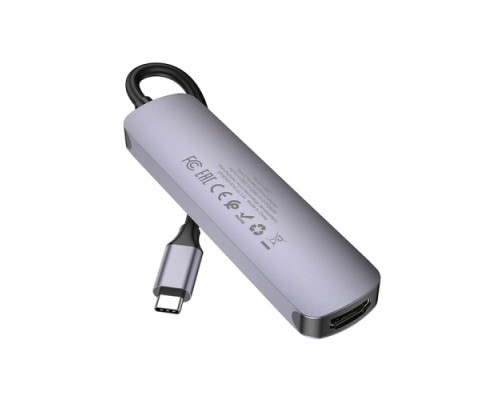 Type-C(PD) HUB HOCO HB27 Type-C multi-function converter(HDTV+USB3.0+USB2.0*2+PD) Metal Grey mag-6931474769329139094
