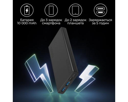 Promate Bolt-10 10000 mAh 10Вт 2xUSB Black