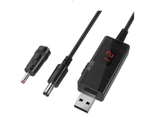 Підвищувальний USB-перетворювач постійного струму з 5 В на 9 В та 12 В роз’єм 5.5*2.5 мм + роз’єм 3.5*1.35 мм, кабель живлення роутера від повербанку