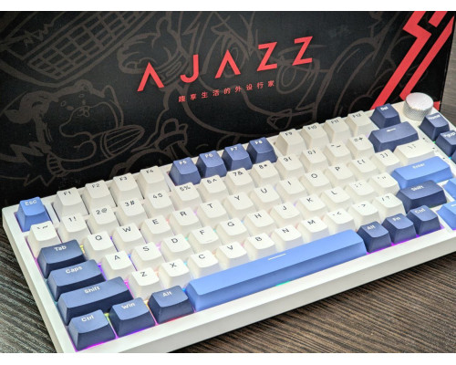 Ігрова клавіатура AJAZZ AK75 PRO White-Blue – бездротова механіка з Hot-Swap