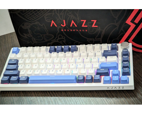 Ігрова клавіатура AJAZZ AK75 PRO White-Blue – бездротова механіка з Hot-Swap