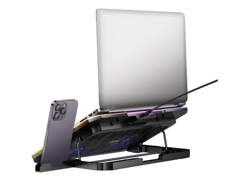 Підставка для ноутбука HOCO DH19 Cool RGB notebook cooling stand Black (6942007624824)