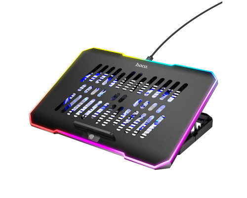 Підставка для ноутбука HOCO DH19 Cool RGB notebook cooling stand Black (6942007624824)