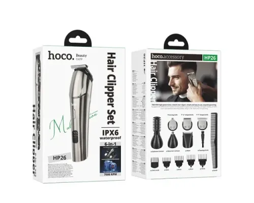 Електрична машинка для стрижки волосся HOCO HP26 Multi-function electric clipper metal gray mag-6942007672771153719