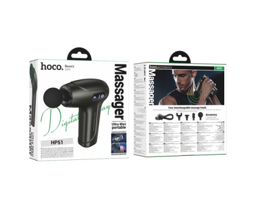 Масажер HOCO HP51 Electric mini silent fascia gun Black mag-6942007653954143226