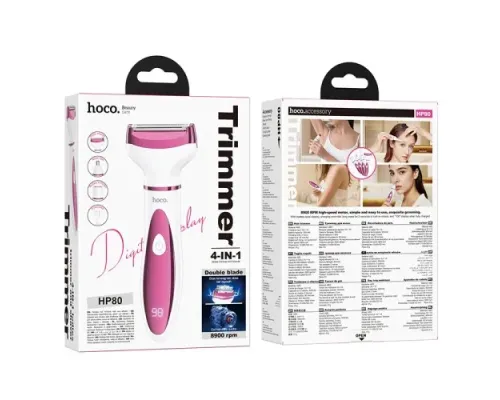 Тример HOCO HP80 4-in-1 ladies trimmer and shaver rose red mag-6942007667470152826