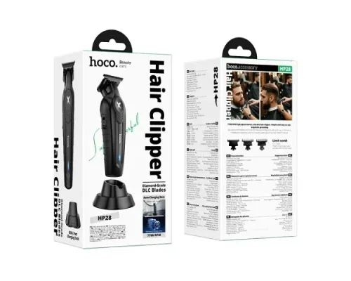 Електрична машинка для стрижки волосся HOCO HP28 Engraving electric hair clipper black mag-6942007681193154079