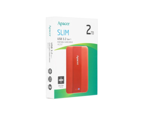 PHD External 2.5'' Apacer USB 3.2 Gen.1 AC237 2Tb Red (color box) (AP2TBAC237R-1)