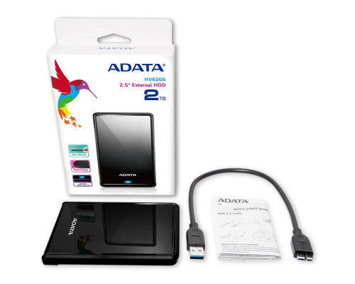 PHD External 2.5'' ADATA USB 3.2 Gen. 1 DashDrive Classic HV620S 1TB Slim Black (AHV620S-1TU31-CBK)