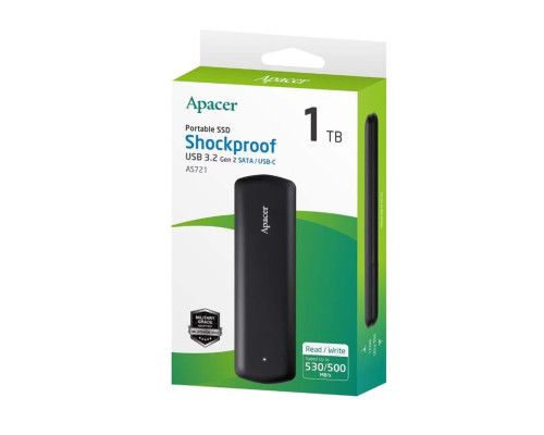 Портативний SSD Apacer AS721 1TB USB 3.2 Gen.2 Type-C Black (AP1TBAS721B-1)