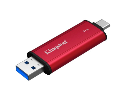 Портативний SSD Kingston Dual USB-A/C 1TB Dual Portable 1050MB/s USB 3.2 Gen 2 Red/Black (SPSD/1TB)