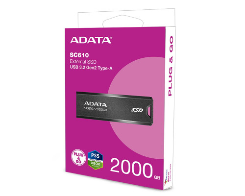 SSD ADATA SC610 2TB USB 3.2 550/500Mb/s Black (SC610-2000G-CBK/RD)