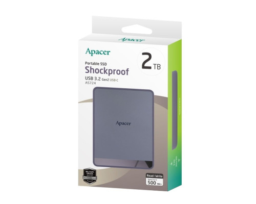 Портативний SSD Apacer AS724 512 GB USB 3.2 Gen.2 Type-C Read/Write 500MB/s Mauve (AP512GAS724M-1)