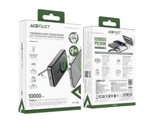 УМБ ACEFAST M11 PD30W Qi2 MagSafe wireless charging power bank 10 000 mAh Black mag-6974316282341153270